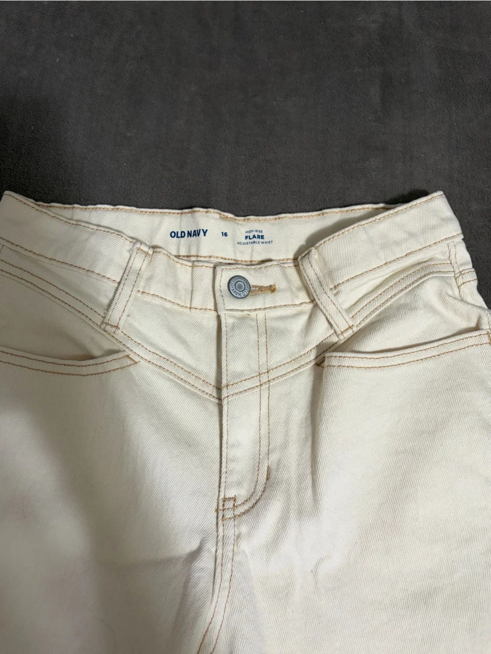 Old Navy Kids Light Khaki High-Rise Jeans with Contrast Stitching